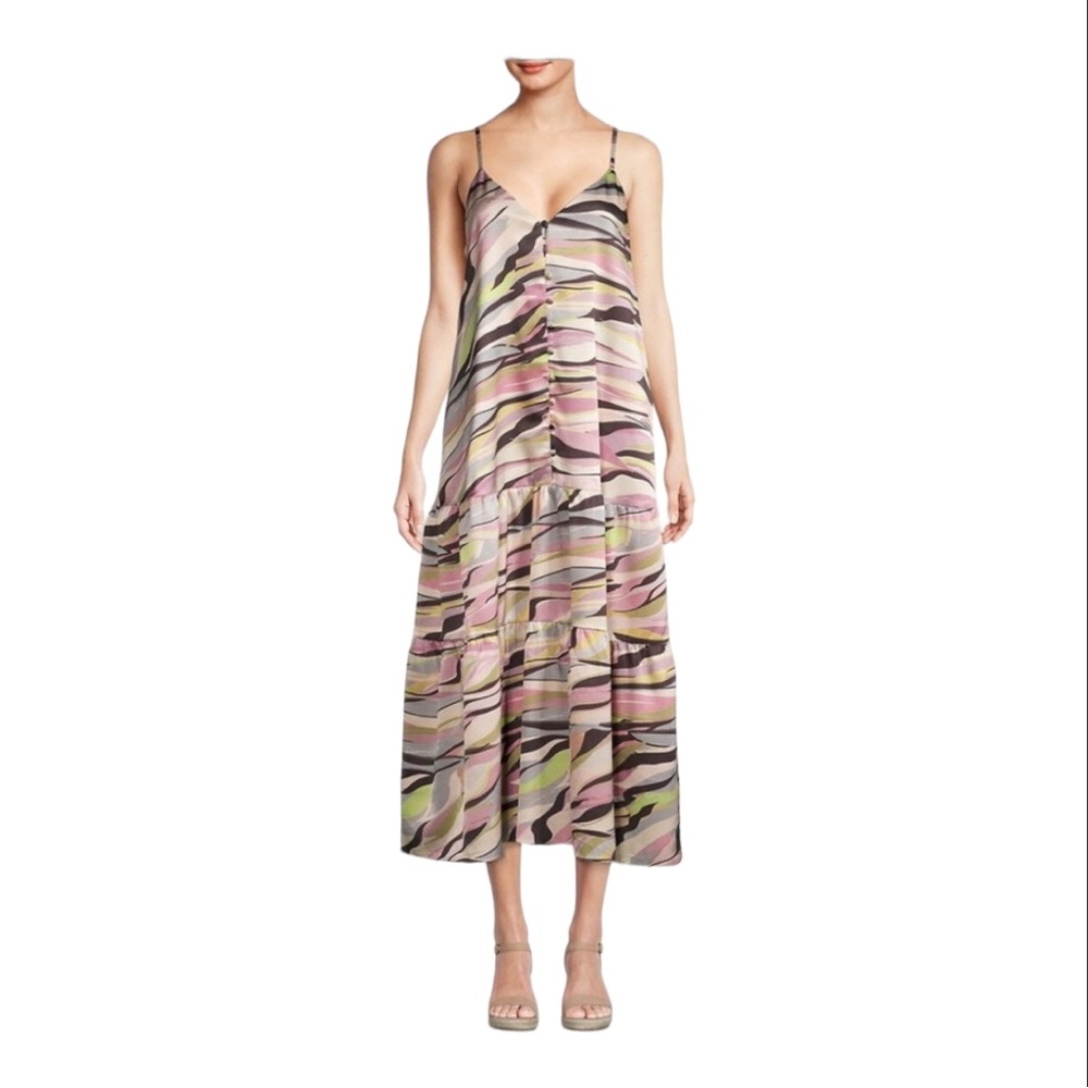 NWT Ted Baker Warrenn Printed Button Cami Dress in Dusky Pink US Size 4-6
